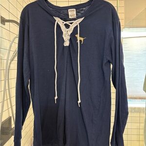 Vintage pink VS Navy Long Sleeve Lace-Up cover up size medium